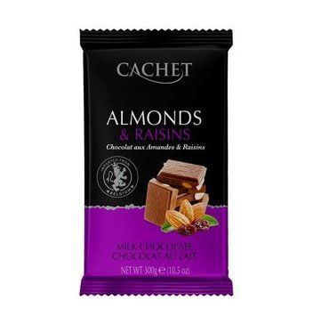 Молочный шоколад Cachet Milk Hazelnuts изюм, миндальные орехи 300 г CA1008 картинка