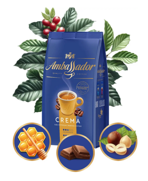 Кофе в зернах Ambassador Crema 1 кг 100 картинка